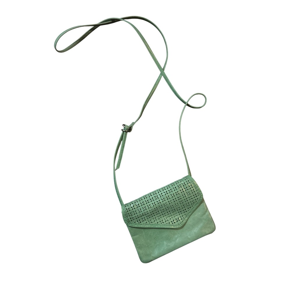 HOBO Mint Green Leather Perforated Crossbody Bag Small Adjustable Strap